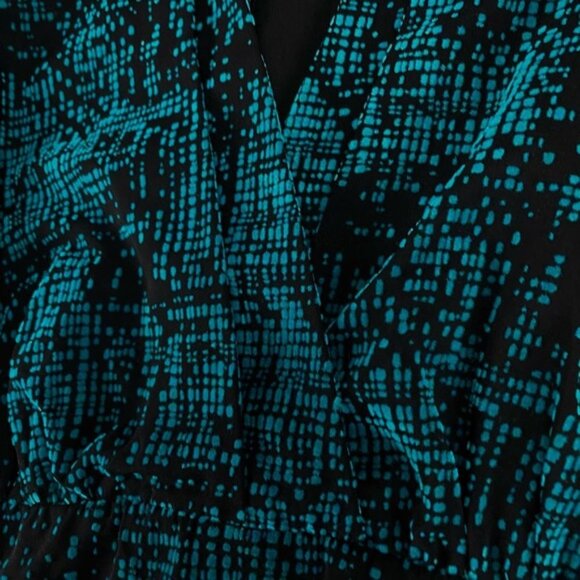 ANDREW MARC Sleeveless Empire Waist Dress Sz 4 Teal Black - Picture 7 of 9